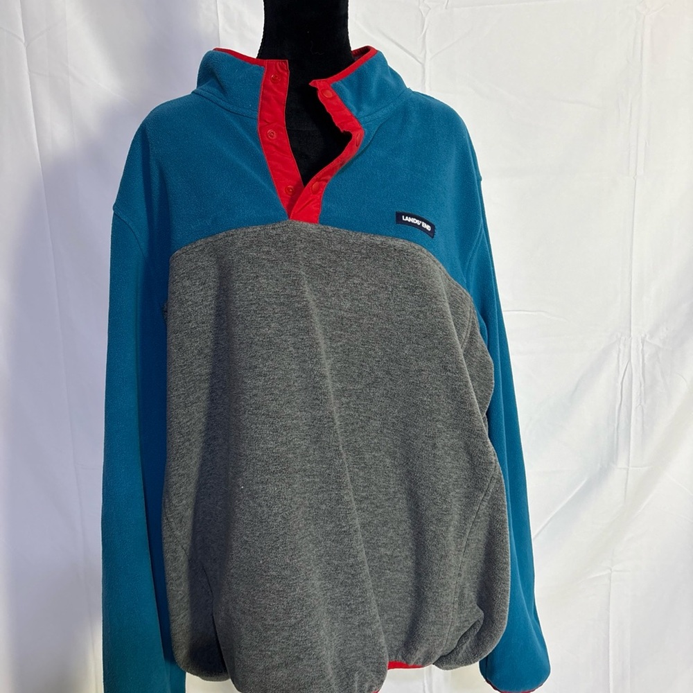 Lands End Blue and Gray Fleece Pullover